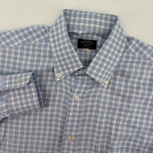 Paul & Shark Yachting Mens Large Blue Gingham Button Down Shirt Made in Italy